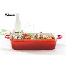 hot sale flat bottom cast iron enamel baking dish